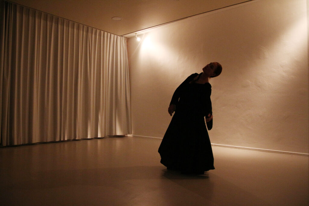 Bild Tanzperformance Helga Seewann zur Ausstellung das letzte Bild